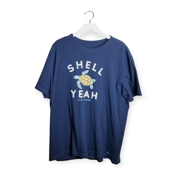 LIFE IS GOOD Crusher Tee Shell Yeah Turtle 100% Cotton T-shirt Darkest Blue - XL - Picture 2 of 6